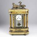 French marble column clock 19th c figural chariot figure on top time and strike movement 22