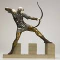 Pierre le faguays french 18921925 archer tireur l arc bronze with brown and silver patinas and ivory on marble base signed le faguays on marble base 26 x 23 34 x 5 12 provenance pri