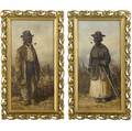 William aiken walker american 18381921 two works of art male and female with corn pipes oil on board framed separately each signed 9 x 4 34 each provenance private collection new jer