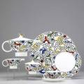 Keith haring american 19581990 no1 spirit of art 1991 ceramic tea set 6 cupssaucers dessert plates one large serving plate tea pot creamer and sugar bowl publisher villeroy  boch pro