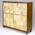 Dominique secretaire with four parchmentpatchwork doors within wood frame branded dominique paris 47 x 47 x 15