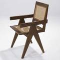 Pierre jeanneret teak armchair from chandigarh with woven cane seat and back and fabricupholstered seat pad not shown 35 14 x 20 14 x 21