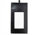 Jacques adnet wall mirror with stitched black leather covering paper label id paris modele depose 24 12 x 11