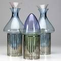 Lino sabattini group of three palaffita vessels in silverplate and colored glass two carafes and a juicer two bases stamped sabattini italy one stamped sabattini made in italy with hallmark 14