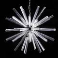 Camer crystal eightsocket hanging fixture with crystal prisms on anodized metal frame approx 28 dia on 24 frame