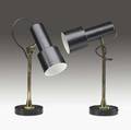 Stilnovo pair of brass and enameled metal desk lamps with adjustable shades approx 11 14 x 6 12