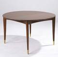 Gio ponti mahogany extension dining table with brasscapped feet and three 14 leaves closed 29 x 48 dia