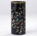 Fornasetti umbrella stand with butterfly decoration on black ground and brasstrimmed rim large fornasetti made in italy mark 22 12 x 10 12 dia