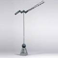 Jonathan bonner sculptural steel weathervane with verdigris patination on wooden base signed weathervane only 96 x 62 with stand 101