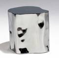 Silas seandel tub side table in polished steel signed 18 x 18 12 x 18