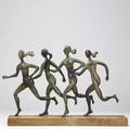 Milton hebald american b 1917 bronze sculpture of four running female nudes mounted on wood base signed hebald iv 16 x 23 x 5