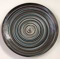 Jun kaneko large glazed ceramic oval with multicolored spiral design 1979 signed kaneko 79 provenance theo portnoy gallery 25 dia
