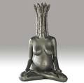 Jack thompson large figural ceramic sculpture asparagus buddess with painted gunmetal finish 2001 42 x 26 x 20