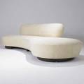 Vladimir kagan serpentine sofa upholstered in original vladimir kagan textured fabric on drum bases 30 x 117 x 48