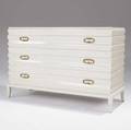 Tommi parzinger threedrawer chest with etched brass drop pulls and white lacquer finish 31 34 x 47 34 x 18 34