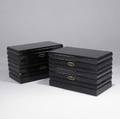 Tommi parzinger pair of twodrawer nightstands with etched brass drop pulls and black lacquer finish 21 14 x 32 x 17 34