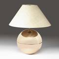 Karl springer table lamp with flaring shade two sockets and spherical copper base 32 12 x 26 14