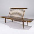 George nakashima walnut bench with back with hickory spindles and two rosewood butterfly keys to freeedge seat provenance available 30 12 x 72 x 26