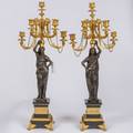A Pair of Bronze Five Branch Candelabraum