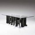 Paul evans sculpted bronze customdesigned dining table with rectangular plate glass top 1971 the only one of its kind weve ever seen signed pe 71 29 14 x 95 12 x 48