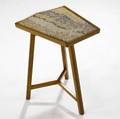 Dunbar trapezoidal side table in bleached mahogany with inset glass mosaic top rectangular brass dunbar tag 22 34 x 14 x 16 14