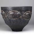 Scheier large stoneware bowl with applied and incised decoration of fish 1991 signed and dated 11 14 x 14 12 dia