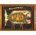 Edwin scheier untitled mixed media on vellum 1985 framed signed sheier 85 17 x 22 34 sight