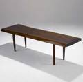 George nakashima walnut coffee tablebench with freeform edges on turned wood legs provenance available 17 14 x 60 x 18