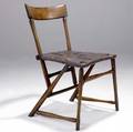 Wharton esherick hammerhandle chair with burgundy leather webbed seat provenance hedgerow house hedgerow theatre school rose valley pa 30 14 x 16 14 x 16 12