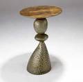 Wendell castle table with macassar ebony top on mottled green gold and silver pedestal base 1997 signed castle 97 30 x 19 12