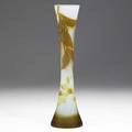 Emile galle cameo glass trumpetshaped vase with amber and golden blossoms signed galle 11 12 x 3