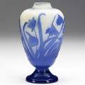 Emile galle cameo glass vase with blue bell flowers signed galle 6 34