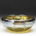 Tiffany studios blue favrile scalloped bowl etched lct favrile 3 12 x 8 14