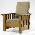 Jm young morris chair with slats to the floor and flat arms new dropin seat unmarked 38 12 x 31 12 x 36 12
