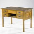 Gustav stickley early fivedrawer writing desk signed with red decal 29 x 42 x 24