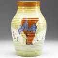 Clarice cliff vase in the windbells pattern with orange yellow and green bands hand painted bizarre by clarice cliff newport pottery england stamped made in england 11 12