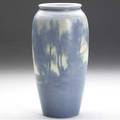 Rookwood scenic vellum vase painted by charles mclaughlin with a banded landscape 1915 9 14 x 4 12