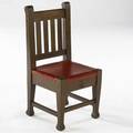 Roycroft childrens mahogany chair the seat upholstered in red vinyl carved orb and cross mark 29 x 14 x 11