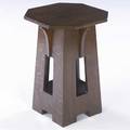 Limbert lamp table no 251 with an hexagonal top over a foursided cutout base with long corbels branded mark 24 x 17 sq