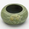 Rookwood carved mat squat vessel by albert pons with yellow waterlily 1906 flame markvi214dap 2 12 x 5
