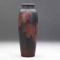 Rookwood painted mat vase by olga g reed with red maple leaves on a shaded indigo ground 1903 flame markiii7bzogr 11 14 x 4