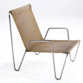 Verner panton bachelor chair with tubular steel frame and canvas sling back and seat 29 12 x 20 14 x 27 14