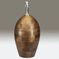 Danish modern large ovoid table lamp base with patchwork covering in teak wood only 19 14 x 11