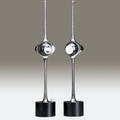 Angelo lelli  arredoluce pair of cobra table lights with magnetic adjustable metal shades 24 34 x 4 34 dia