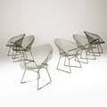 Harry bertoia  knoll set of six diamond chairs with green enameled finish 30 x 33 12 x 24