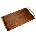 Tommi parzinger  tommi parzinger originals mahogany service tray with brass handles marked with tommi parzinger originals cipher 1 34 x 18 x 10