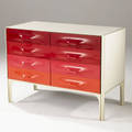 Raymond loewy df 2000 chest with eight drawers in white laminate and colored acrylic panels on steel frame df 2000 label 29 12 x 41 x 21