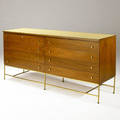 Paul mccobb  calvin dresser with eight drawers in walnut brass and architectural laminate mccobb calvin metal tag 34 34 x 71 14 x 19 14