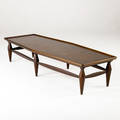 John widdicomb coffee table in walnut with turned legs 14 14 x 66 14 x 25 12