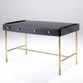 Edward wormley  dunbar desk in combed oak with brass frame legs and pulls brass d tag 28 12 x 46 x 27 12